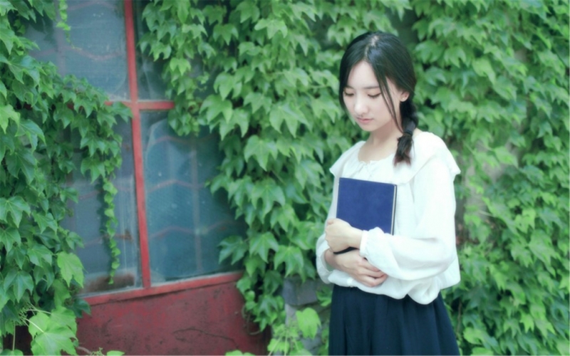 文艺范美女韩式麻花辫街拍写真
