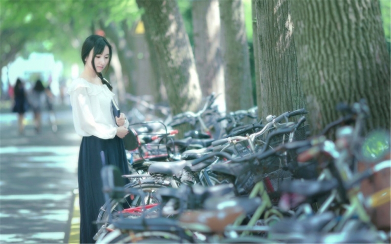文艺范美女韩式麻花辫街拍写真