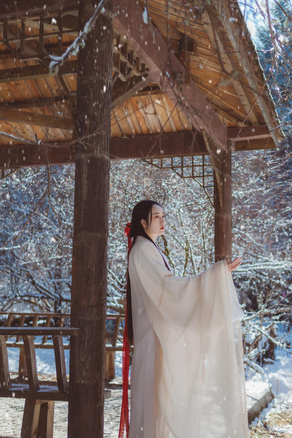 雪地里的汉服美女清新脱俗图片