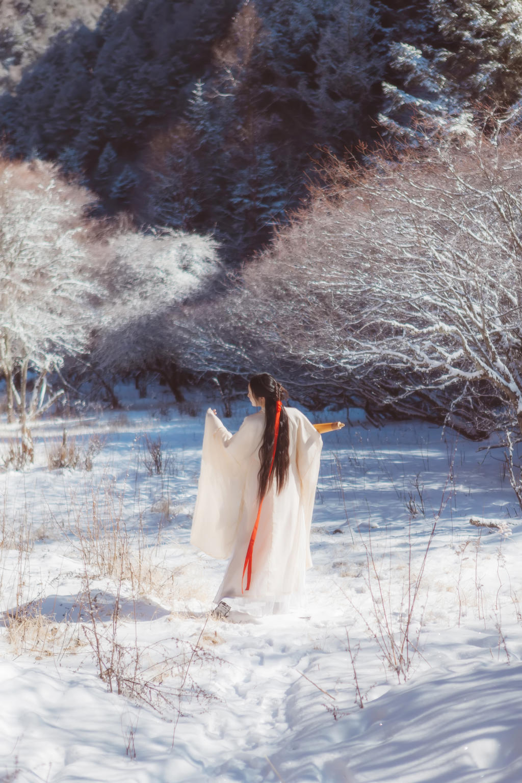 雪地里的汉服美女清新脱俗图片