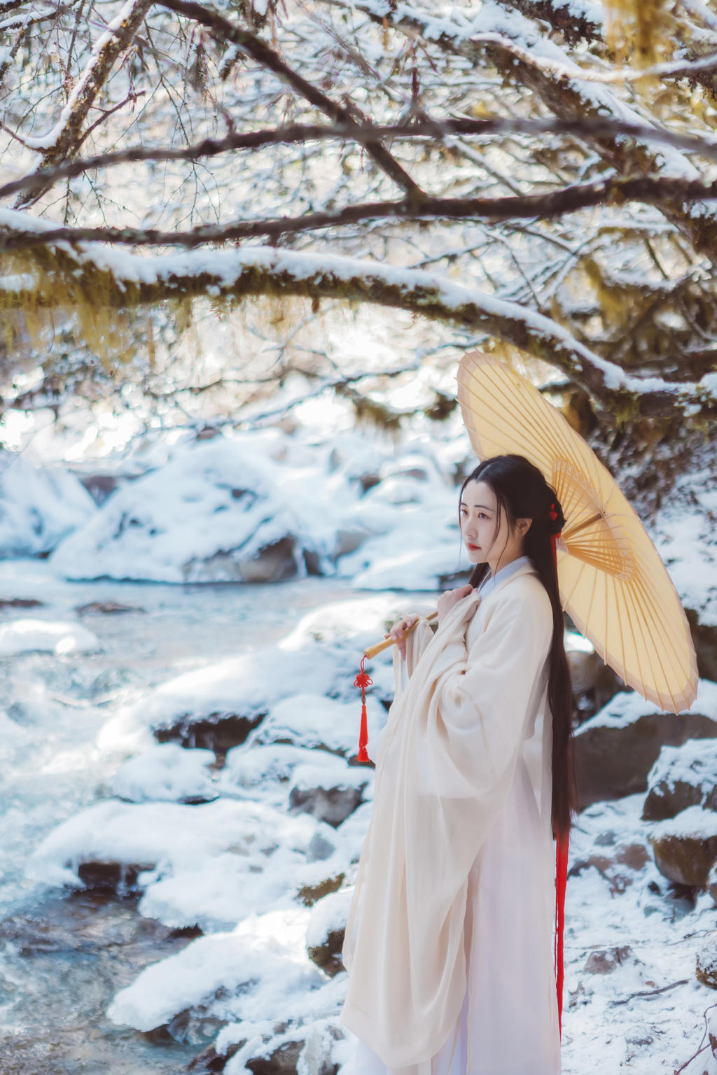 雪地里的汉服美女清新脱俗图片