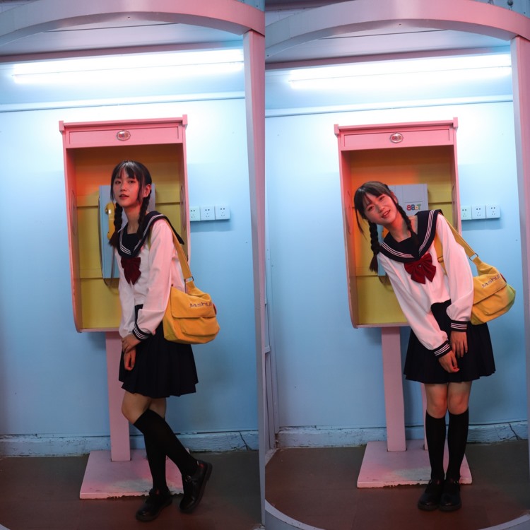 麻花辫日本制服萝莉日常生活照黑丝美女鉴赏写真图片