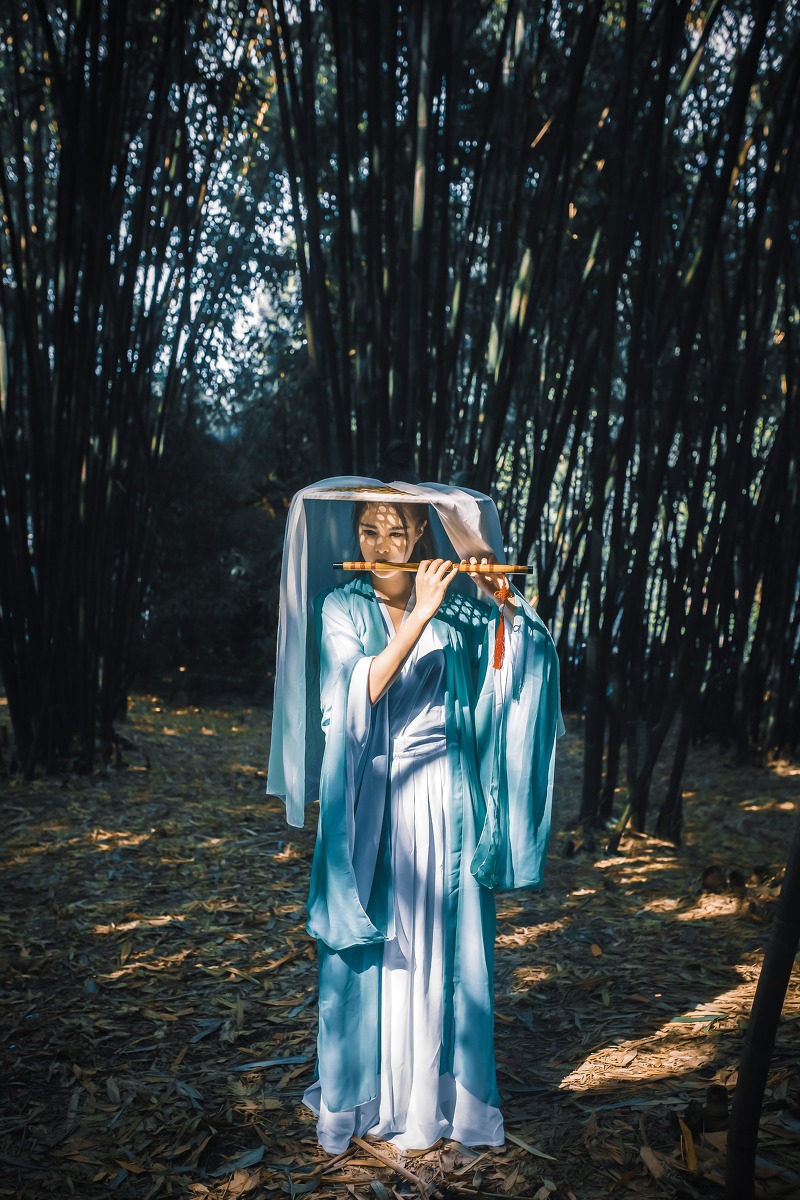 竹林里的古装女侠美女